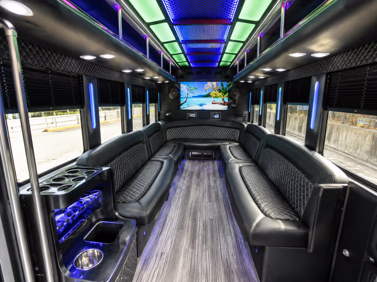 salem 18 passenger party bus inside